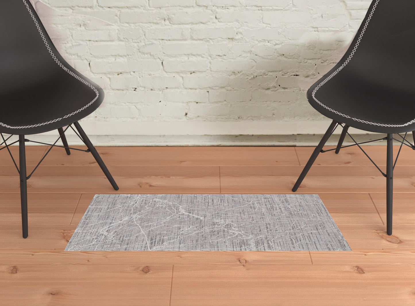 4' X 6' Taupe And Gray Abstract Power Loom Distressed Stain Resistant Area Rug