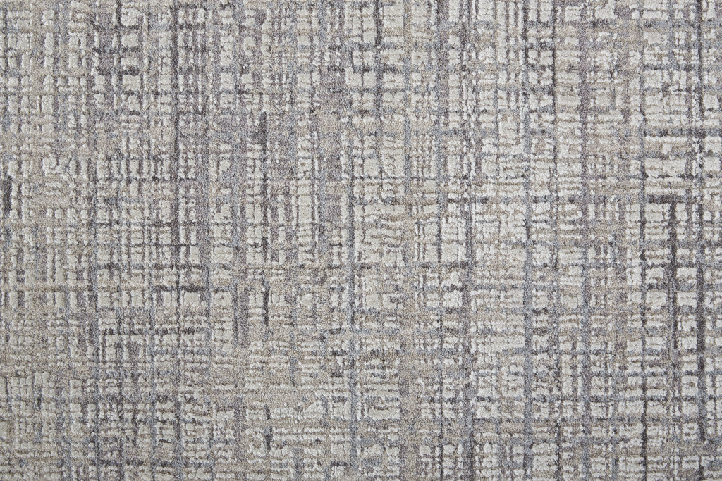 8' X 10' Taupe And Ivory Plaid Power Loom Distressed Stain Resistant Area Rug