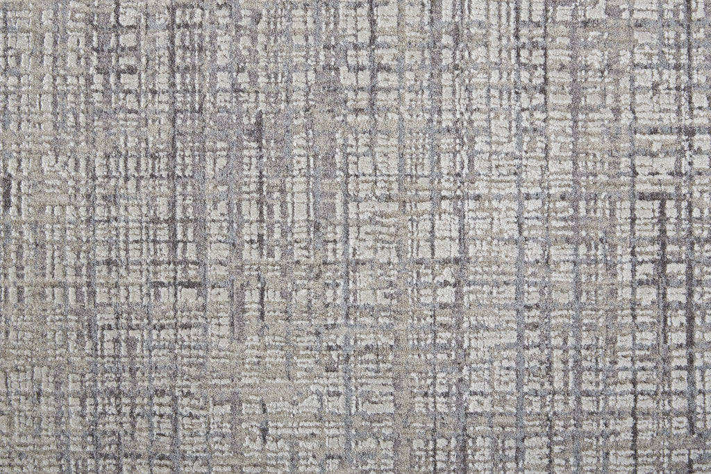 10' X 13' Taupe And Ivory Plaid Power Loom Distressed Stain Resistant Area Rug