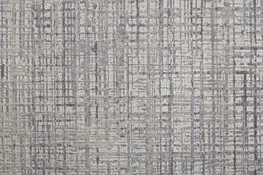 4' X 6' Taupe And Ivory Plaid Power Loom Distressed Stain Resistant Area Rug