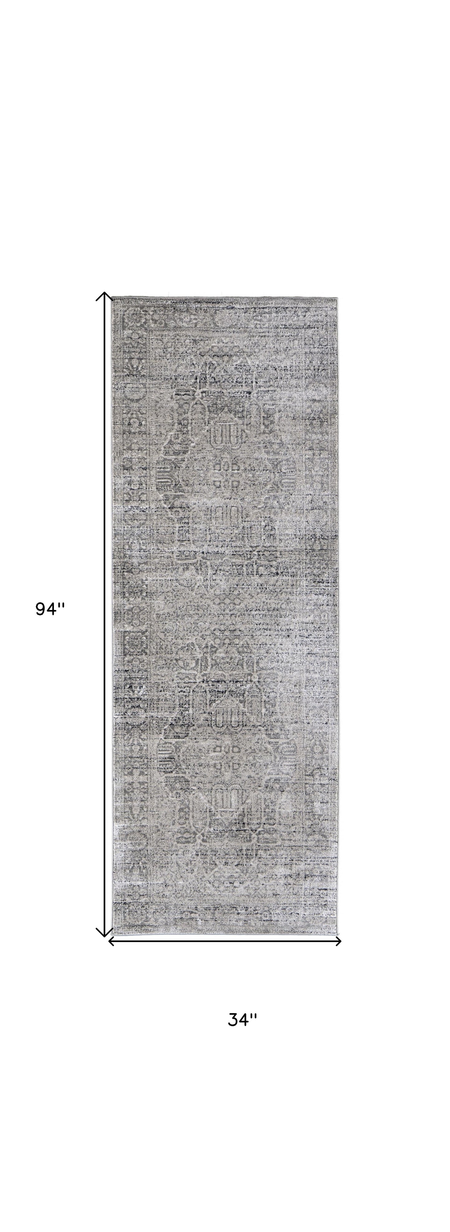 5' X 8' Gray Silver And Taupe Floral Power Loom Distressed Area Rug