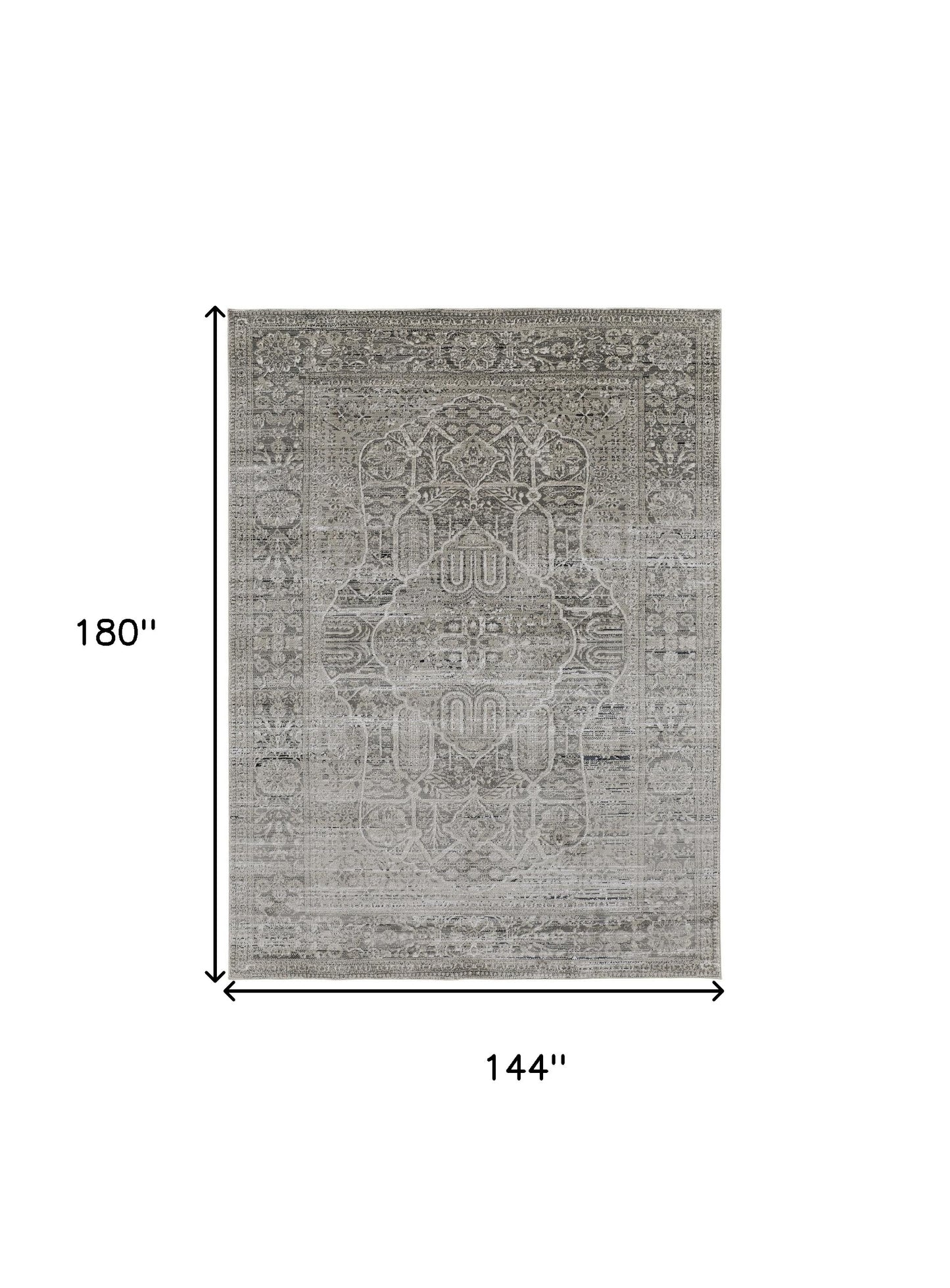 5' X 8' Gray Silver And Taupe Floral Power Loom Distressed Area Rug