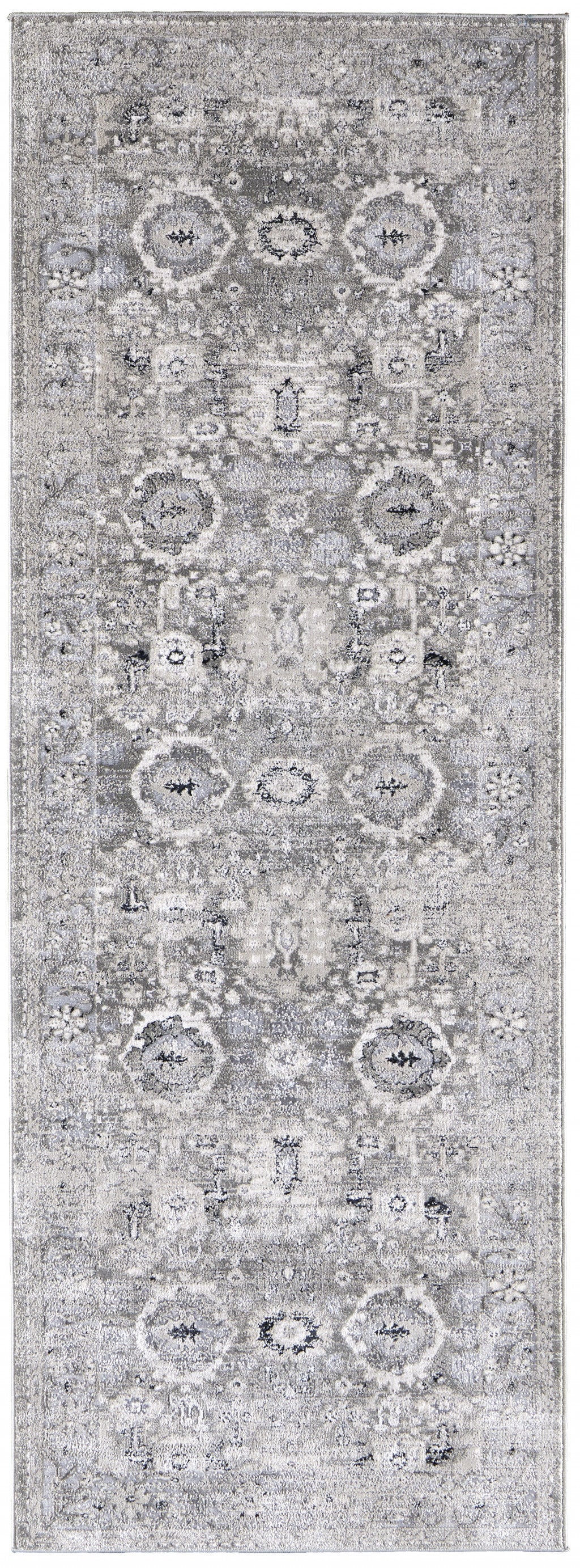 5' X 8' Gray And Silver Abstract Power Loom Distressed Area Rug