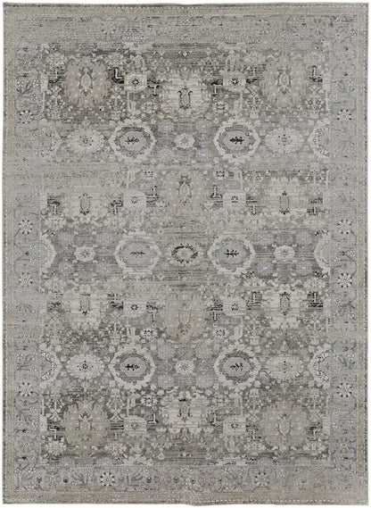 12' X 15' Gray Silver And Black Abstract Distressed Area Rug