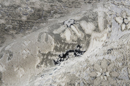 12' X 15' Gray Silver And Black Abstract Distressed Area Rug