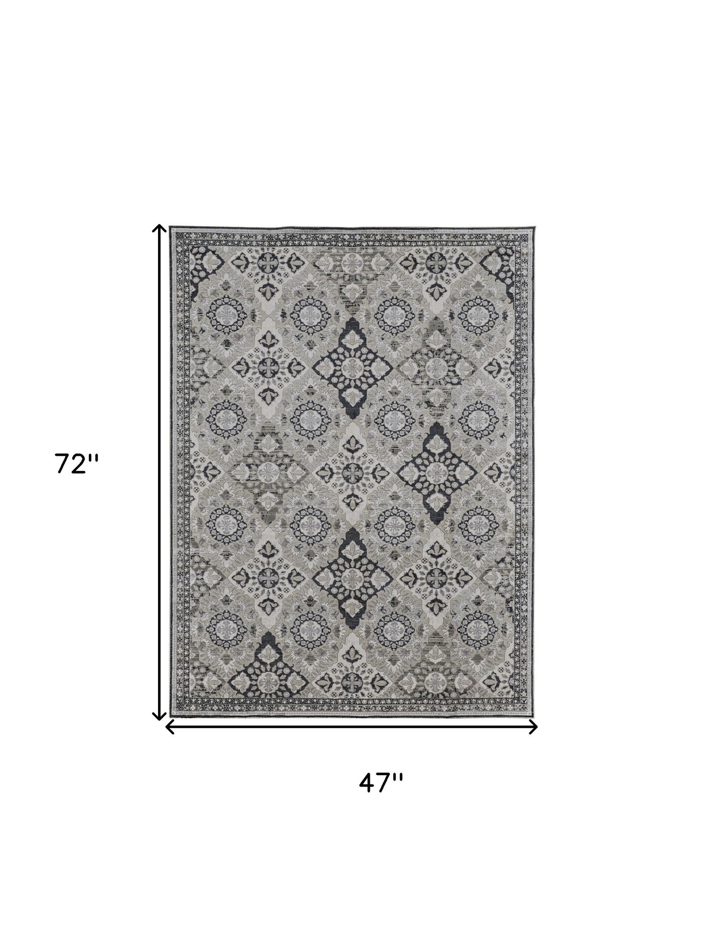 8' X 10' Gray and Black Abstract Power Loom Non Skid Area Rug