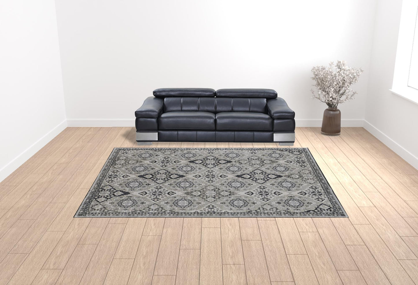4' X 6' Gray And Black Abstract Power Loom Area Rug