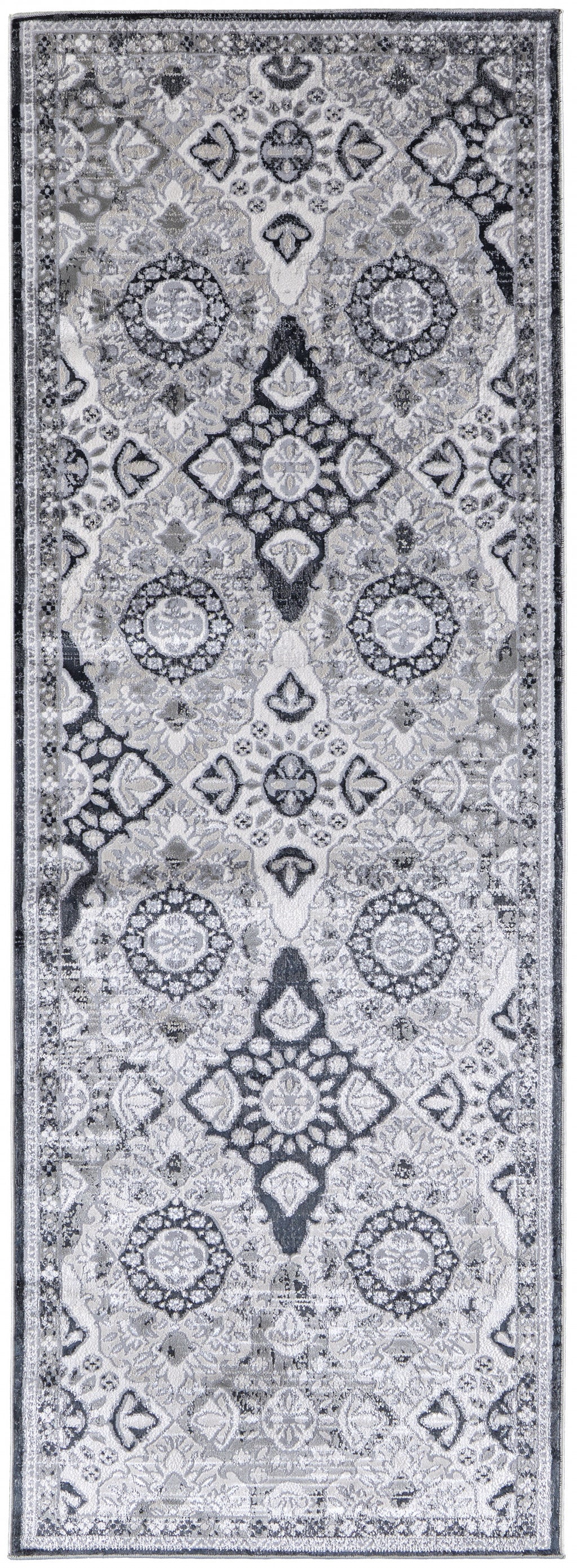4' X 6' Gray And Black Abstract Power Loom Area Rug