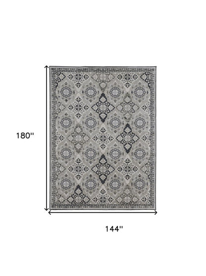 12' X 15' Gray And Black Floral Power Loom Area Rug