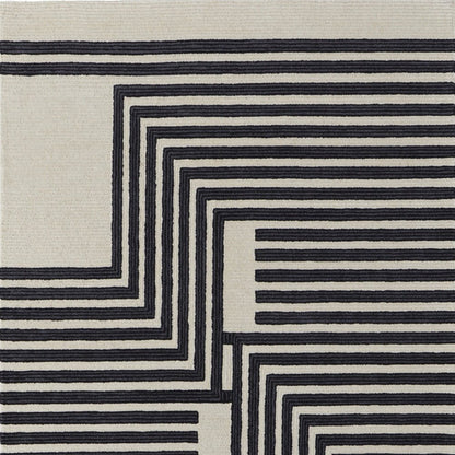 8' X 10' Gray And Black Wool Abstract Geometric Hand Tufted Area Rug