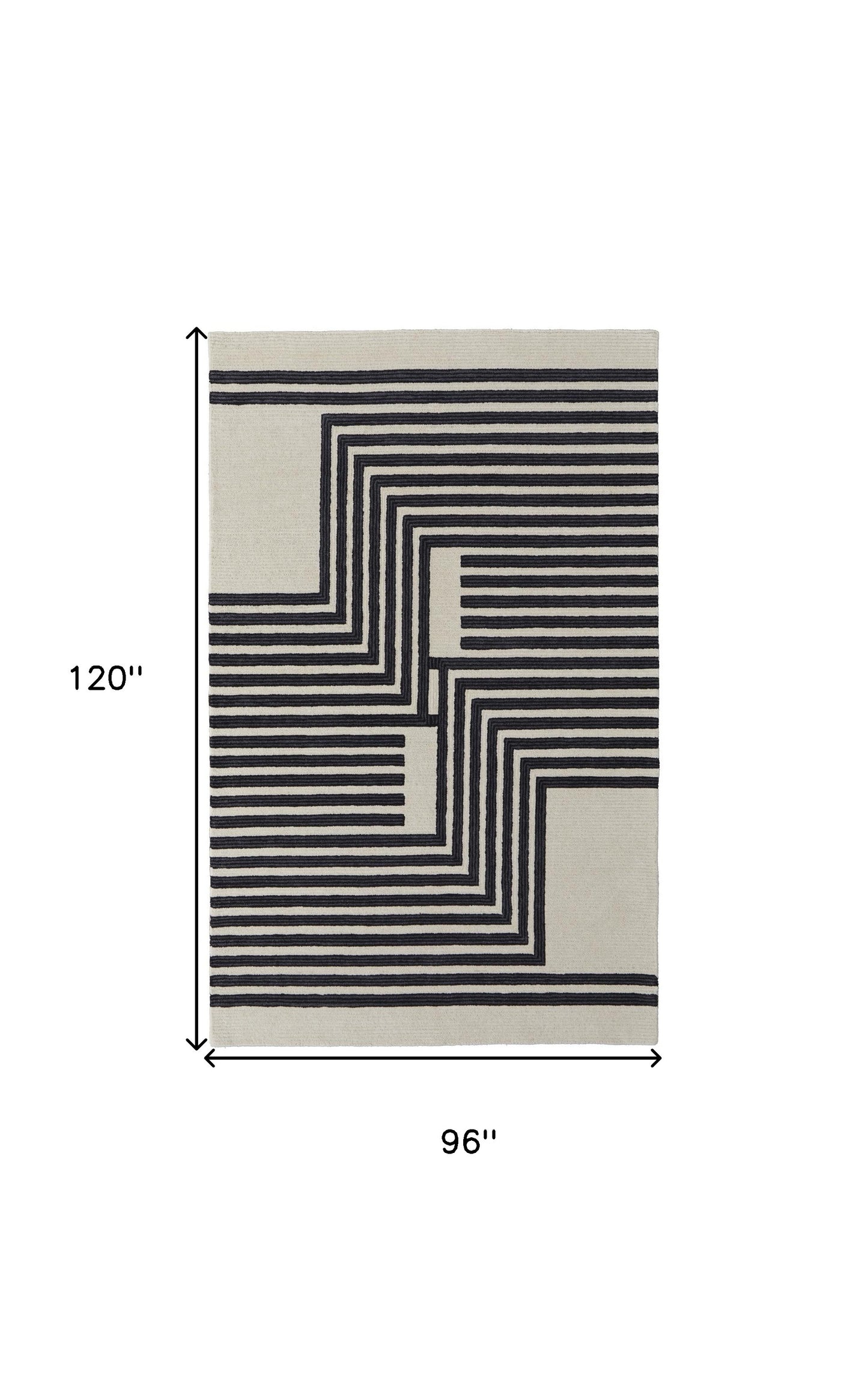 8' X 10' Gray and Black Wool Abstract Hand Tufted Area Rug