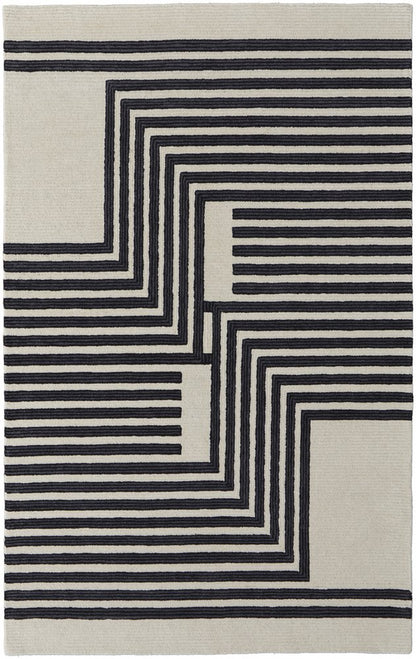 8' X 10' Gray And Black Wool Abstract Geometric Hand Tufted Area Rug