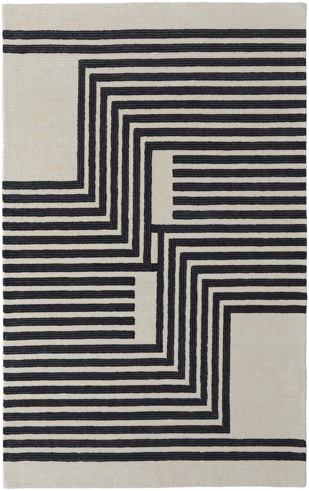 8' X 10' Gray and Black Wool Abstract Hand Tufted Area Rug