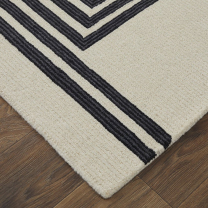 8' X 10' Gray And Black Wool Abstract Geometric Hand Tufted Area Rug