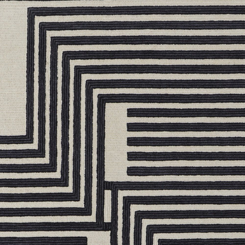 8' X 10' Gray And Black Wool Abstract Geometric Hand Tufted Area Rug