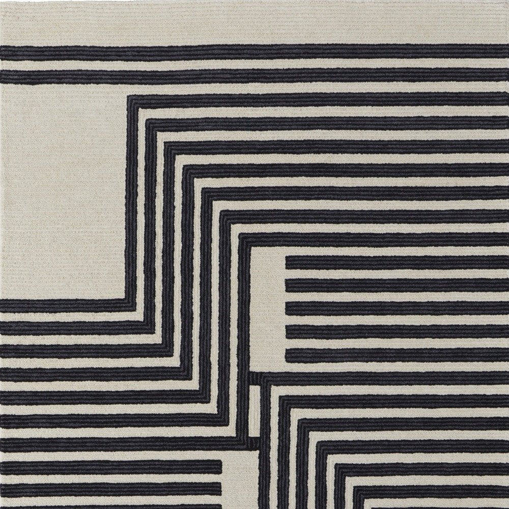 8' X 10' Gray And Black Wool Abstract Geometric Hand Tufted Area Rug