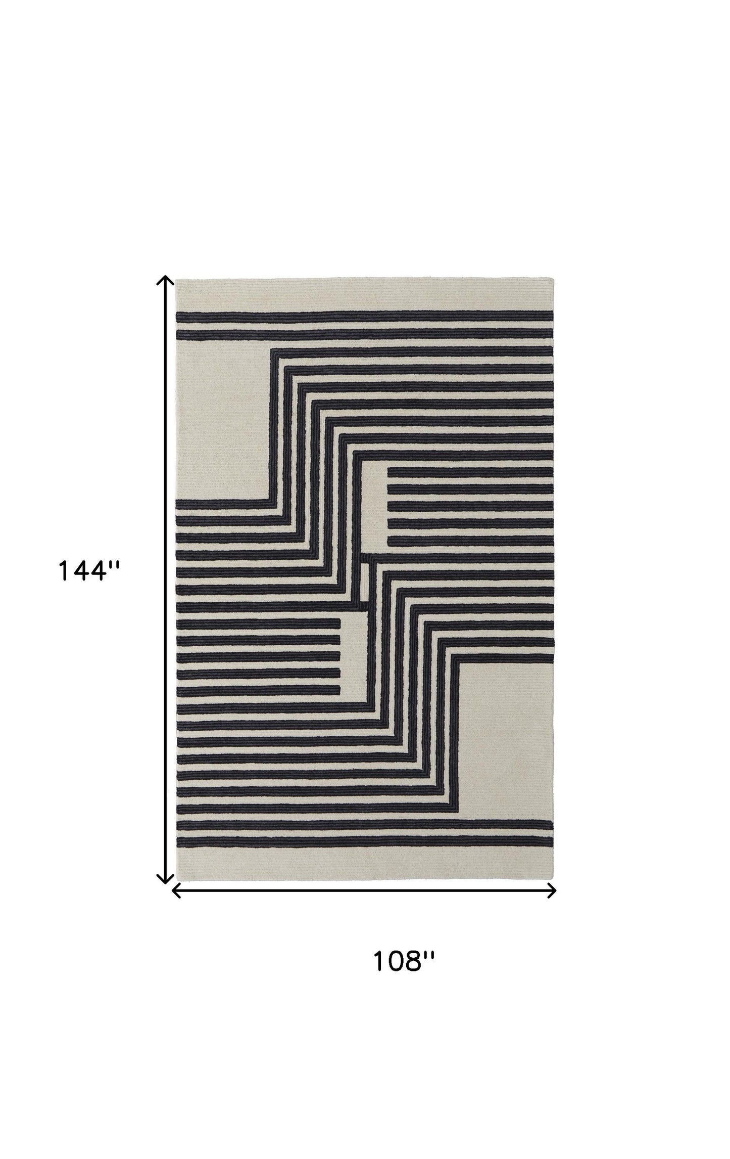 8' X 10' Gray and Black Wool Abstract Hand Tufted Area Rug