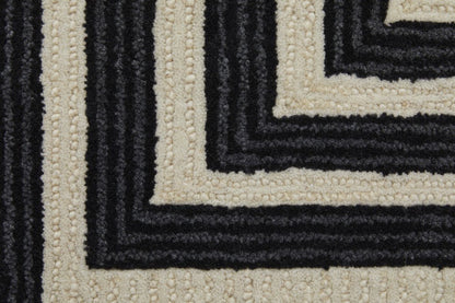 8' X 10' Gray And Black Wool Abstract Geometric Hand Tufted Area Rug