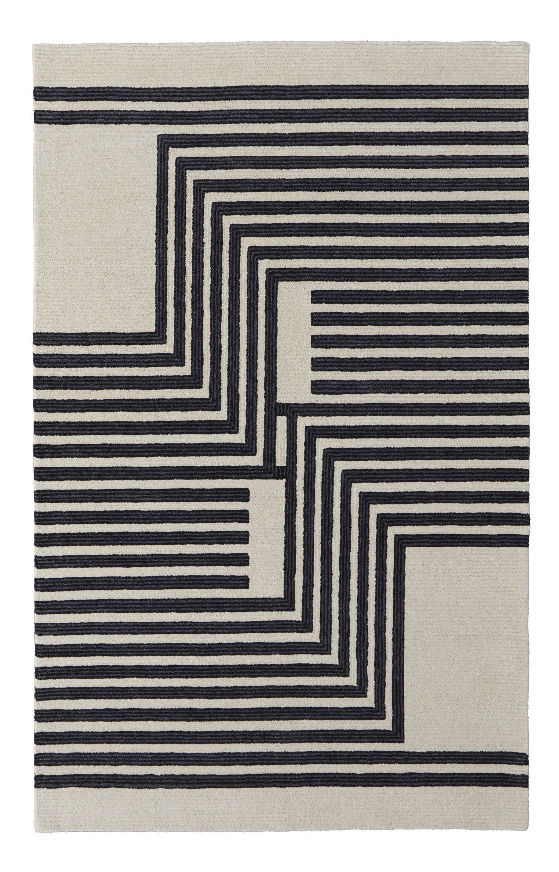 8' X 10' Gray and Black Wool Abstract Hand Tufted Area Rug