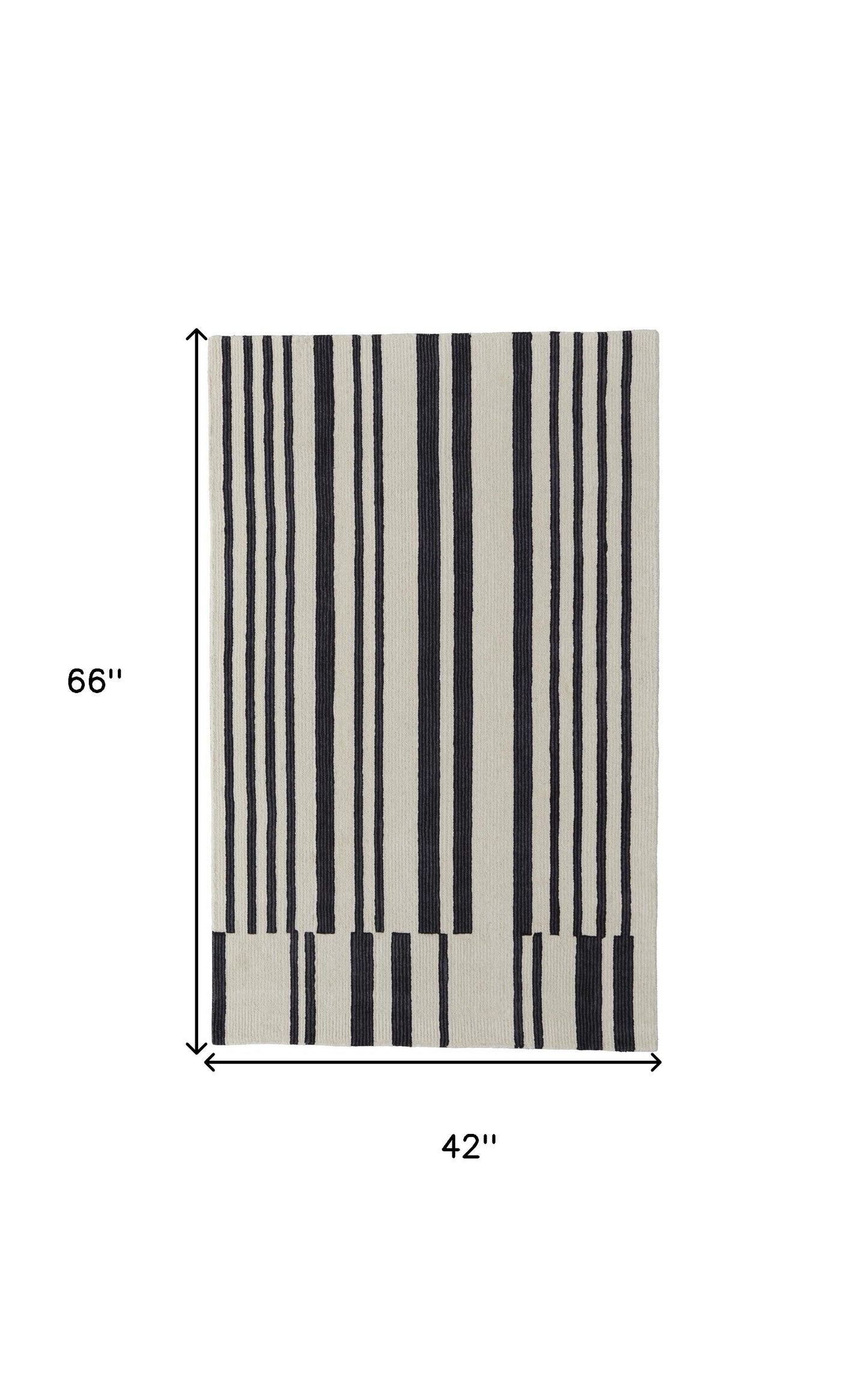 4' X 6' Ivory and Black Wool Abstract Hand Tufted Area Rug