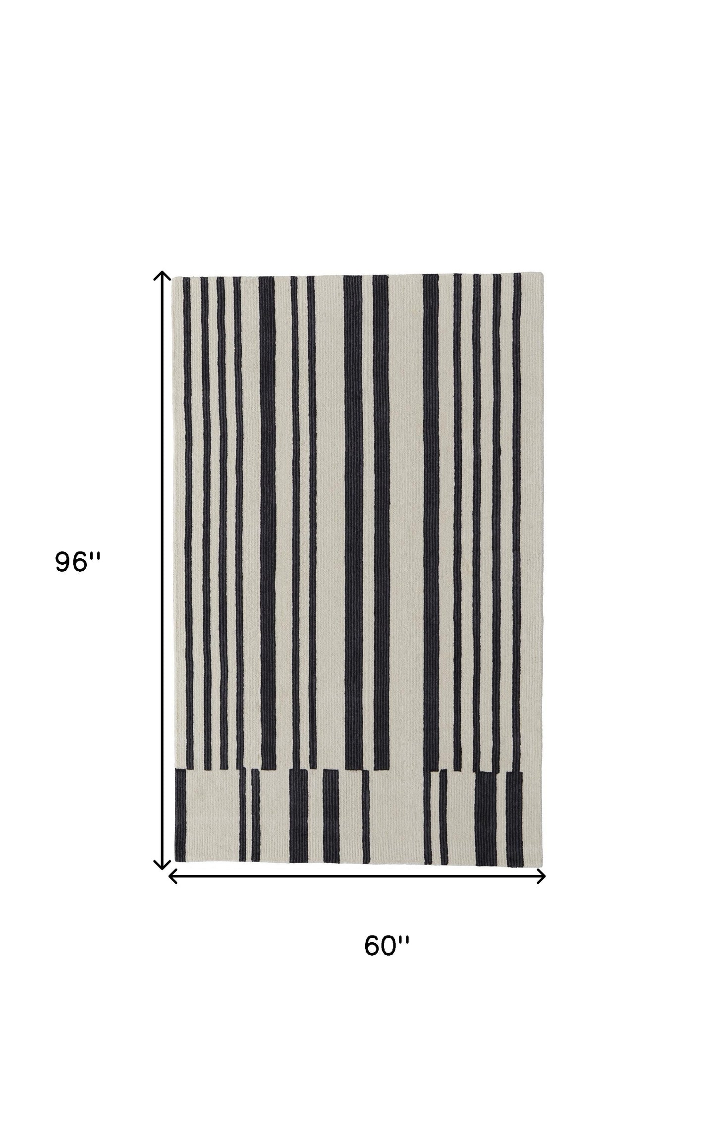 2' X 3' Ivory and Black Wool Abstract Hand Tufted Area Rug