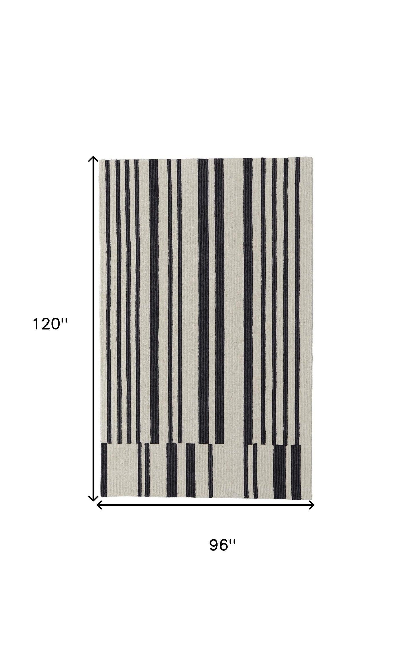 4' X 6' Ivory and Black Wool Abstract Hand Tufted Area Rug