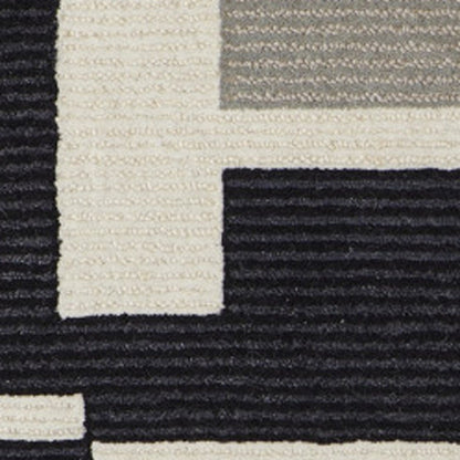 4' X 6' Ivory Black And Gray Wool Abstract Hand Tufted Area Rug