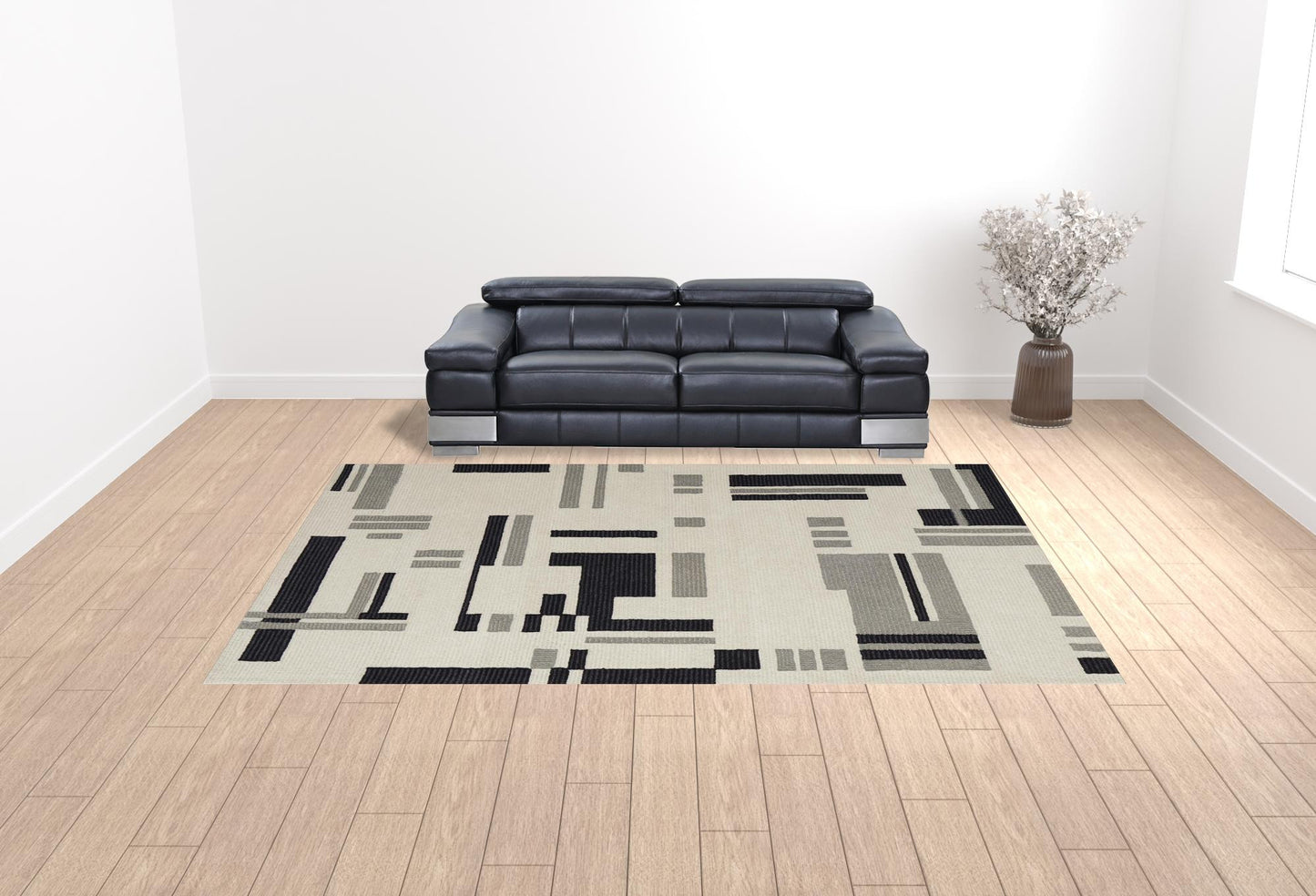 4' x 6' Ivory Wool Abstract Hand Tufted Area Rug