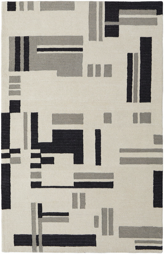 4' X 6' Ivory Wool Abstract Hand Tufted Area Rug