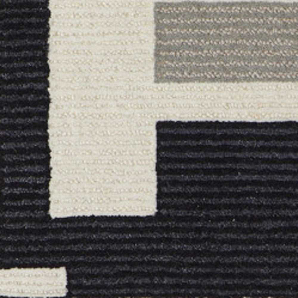 4' X 6' Ivory Black And Gray Wool Abstract Hand Tufted Area Rug