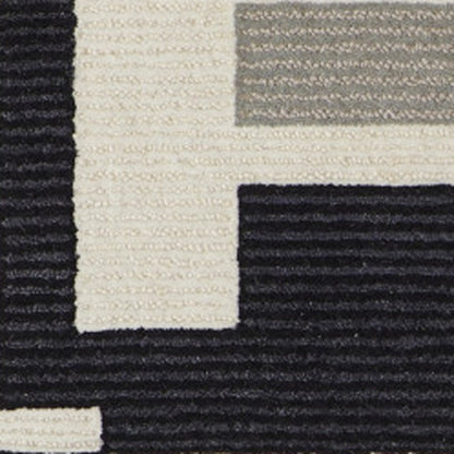 4' X 6' Ivory Black And Gray Wool Abstract Hand Tufted Area Rug