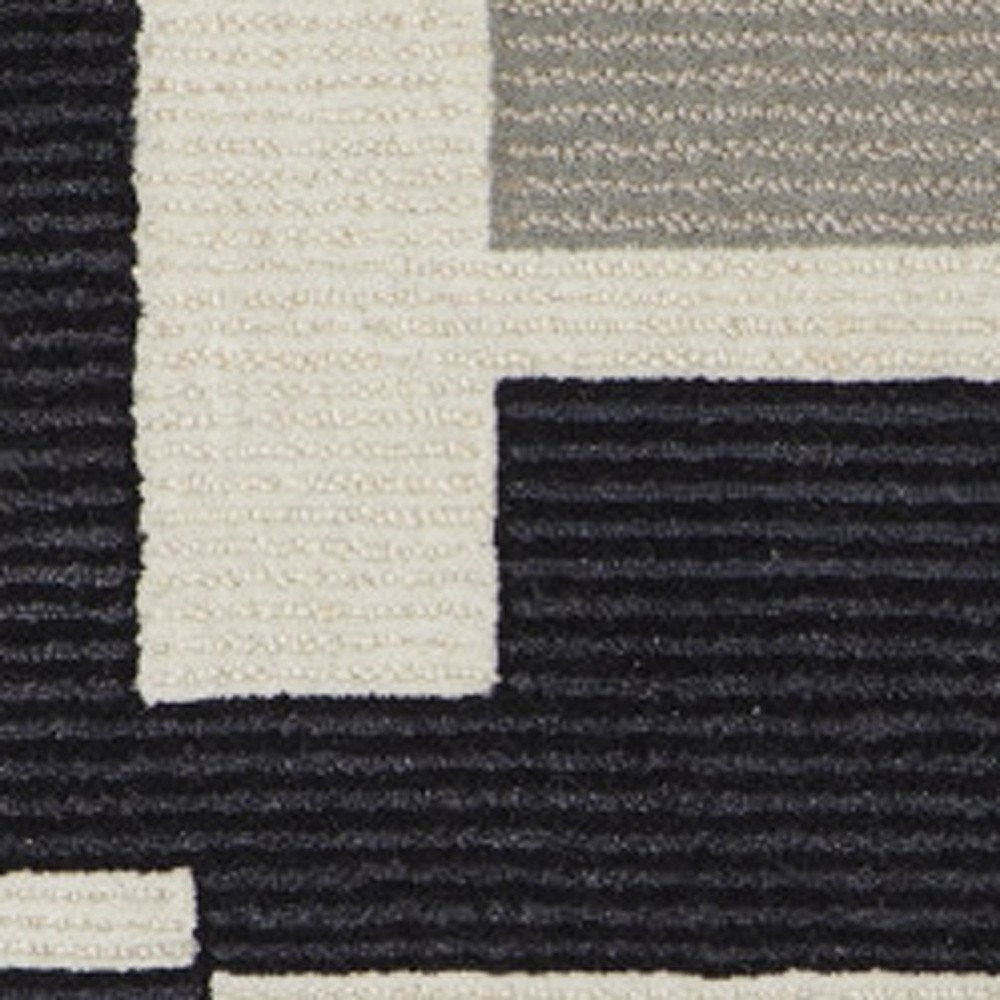 4' X 6' Ivory Black And Gray Wool Abstract Hand Tufted Area Rug
