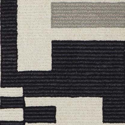 4' X 6' Ivory Black And Gray Wool Abstract Hand Tufted Area Rug