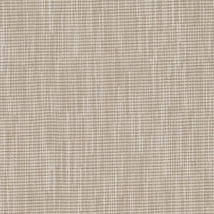 Beige woven fabric with subtle crosshatch plaid, linen-like texture; ideal for upholstery or drapery.
