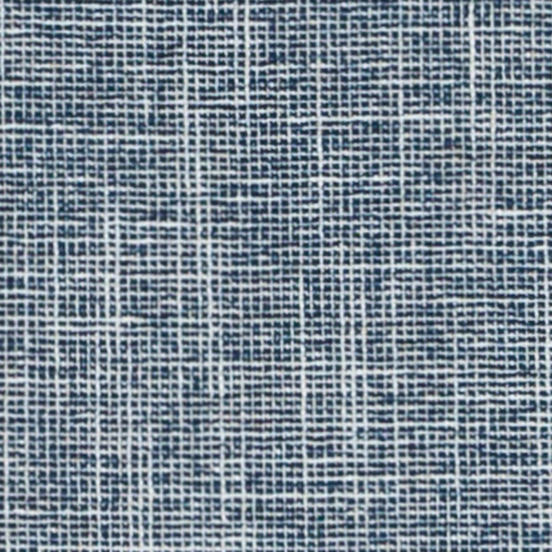 Close-up of blue and white woven fabric with a tight grid pattern, casual chambray textile.