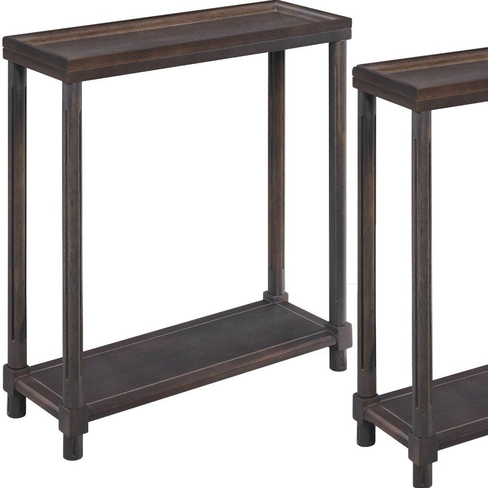 Set of Two 24" Espresso Solid Wood End Tables With Shelf