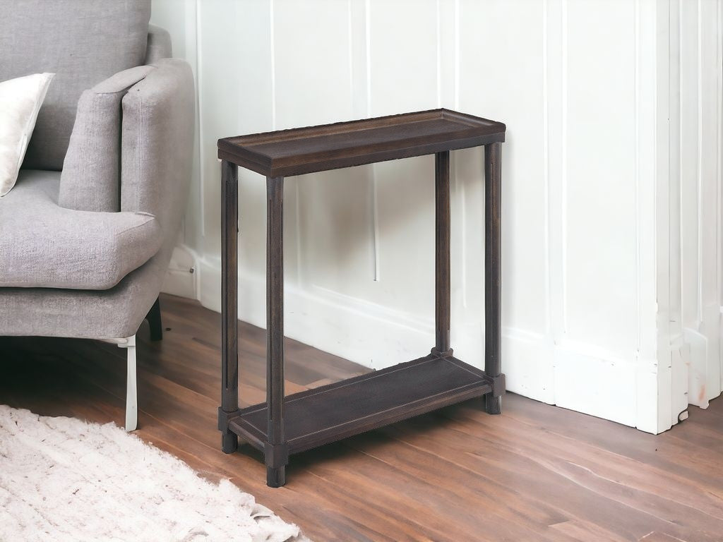 Set of Two 24" Espresso Solid Wood End Tables With Shelf