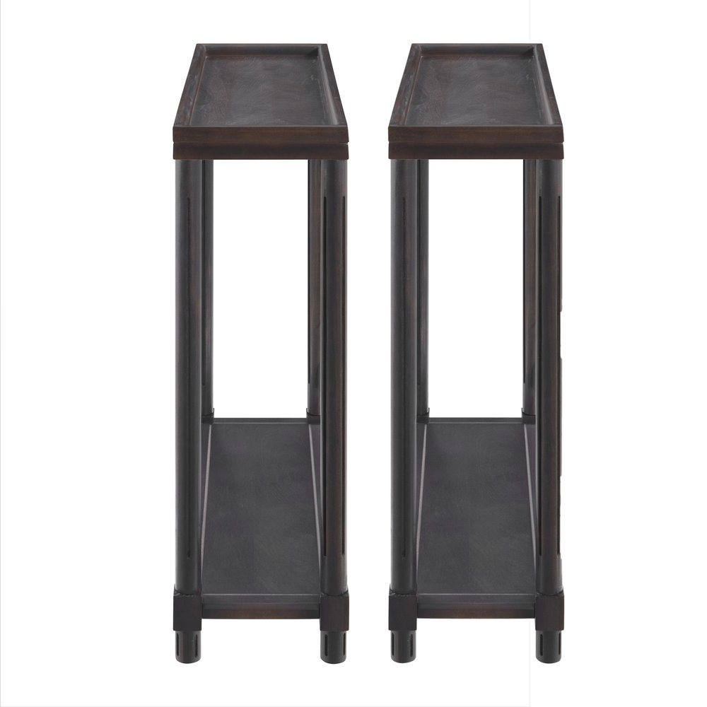 Set of Two 24" Espresso Solid Wood End Tables With Shelf