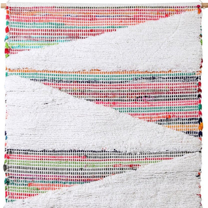 51" X 26" Green Red And White Abstract Wool Hanging Tapestry