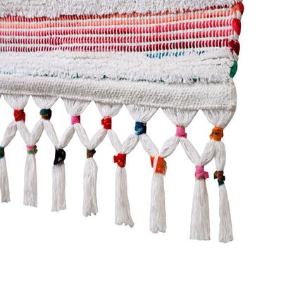 51" X 26" Green Red And White Abstract Wool Hanging Tapestry