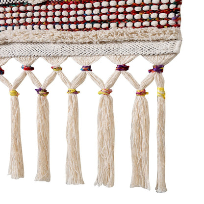 36" X 20" Red And White Geometric Cotton Square Hanging Tapestry