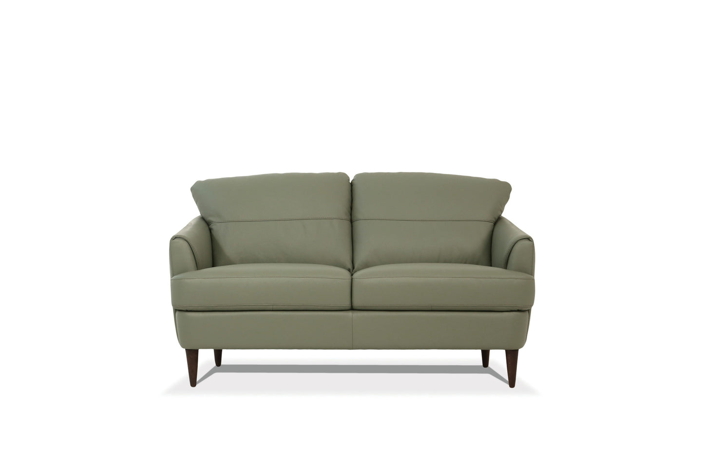 58" Green And Brown Leather Love Seat