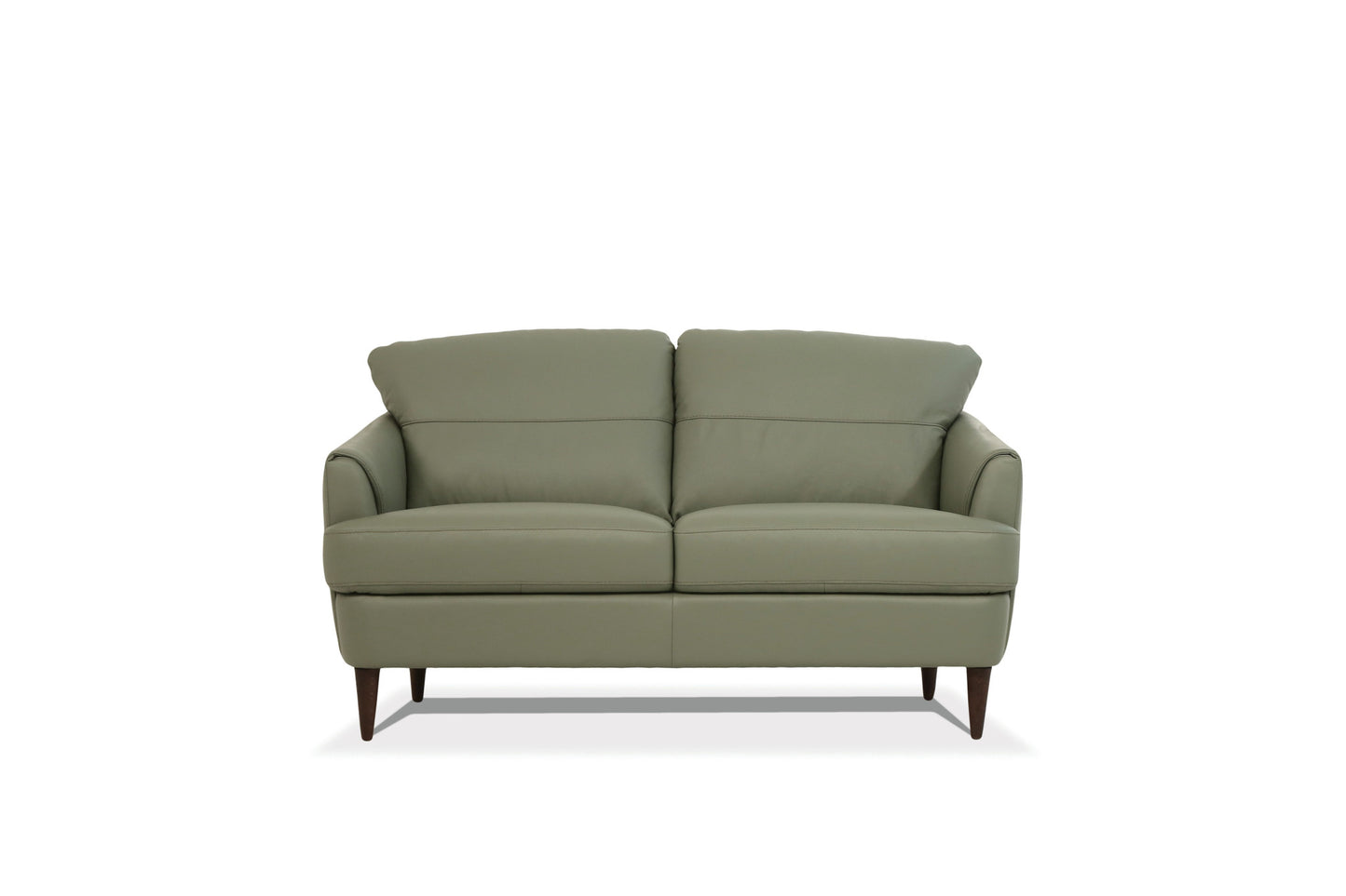 58" Green And Brown Leather Love Seat