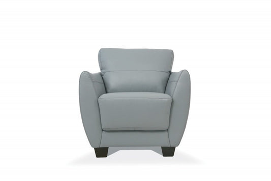 33" Gray and Black Genuine Leather Arm Chair
