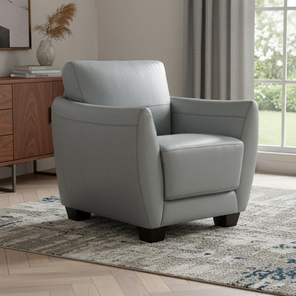 33" Gray and Black Genuine Leather Arm Chair