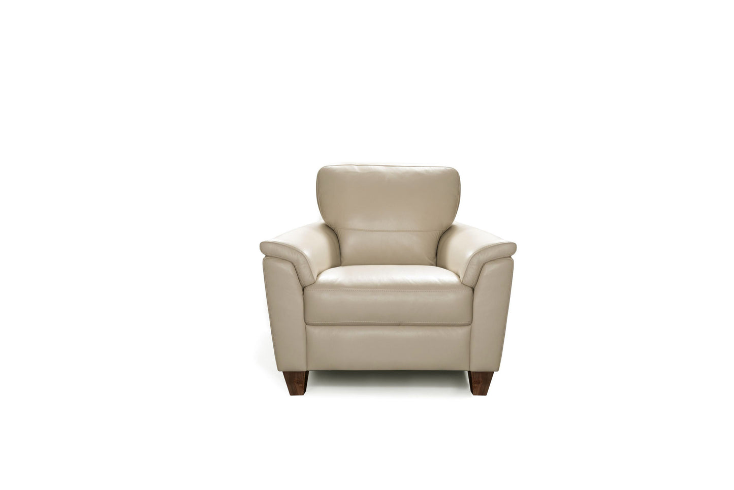 39" Beige and Brown Genuine Leather Arm Chair