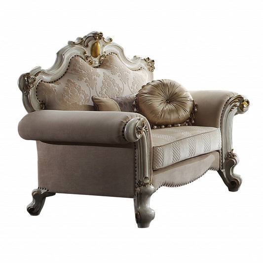 50" Pearl Fabric Damask Arm Chair