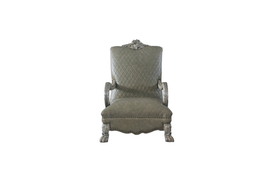 34" Bone Faux Leather Arm Chair
