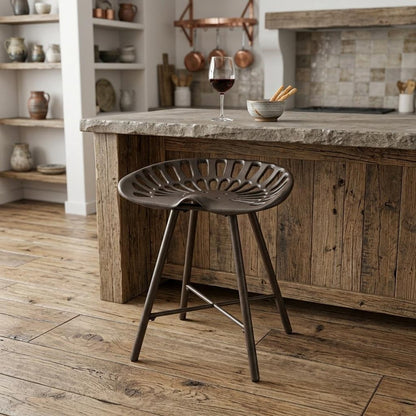 18" Copper Iron Backless Bar Chair