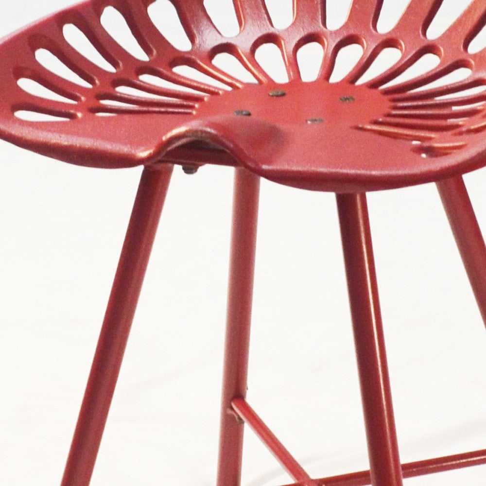 18" Red Iron Backless Bar Chair